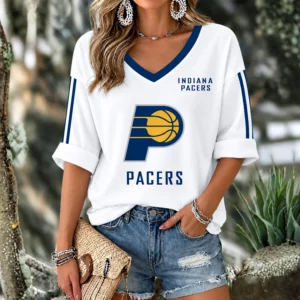 Limited Edition – Customized NBA Indiana Pacers Women’s V-Neck Long Sleeve Shirt