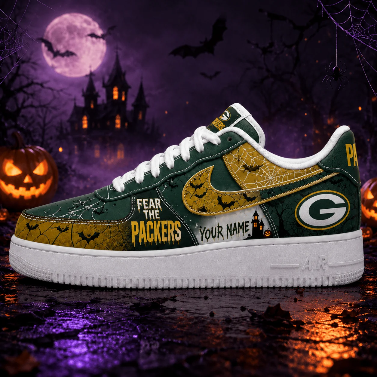 Limited Edition – Customized NFL Green Bay Packers Halloween Air force 1 Shoes