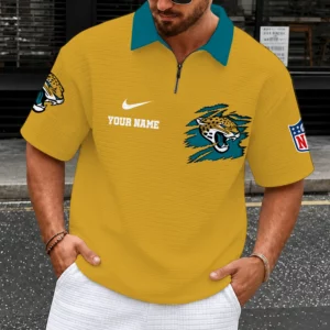 Limited Edition – Customized NFL Jacksonville Jaguars Quarter-Zip Polo Shirt