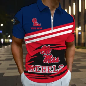 Limited Edition – Customized NCAA Ole Miss Rebels Zip Polo Shirt