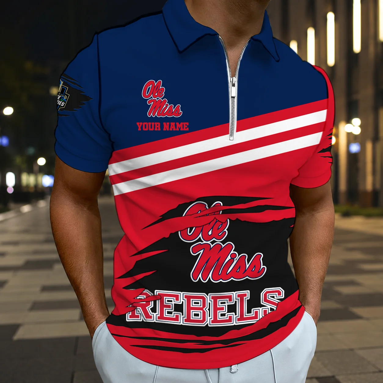 Limited Edition – Customized NCAA Ole Miss Rebels Zip Polo Shirt