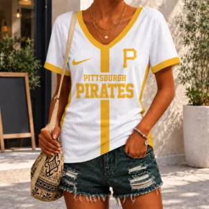 Limited Edition – Customized MLB Pittsburgh Pirates V-Neck Female Shirt