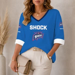 Limited Edition – Customized WNBA Detroit Shock Women’s Heart V-Neck Long Sleeve Shirt