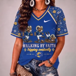 Limited Edition – Customized NFL Los Angeles Rams V-Neck Female Shirt