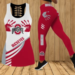 Limited Edition – Customized NCAA Ohio State Buckeyes Strappy Hollow Tank Top & Leggings Set