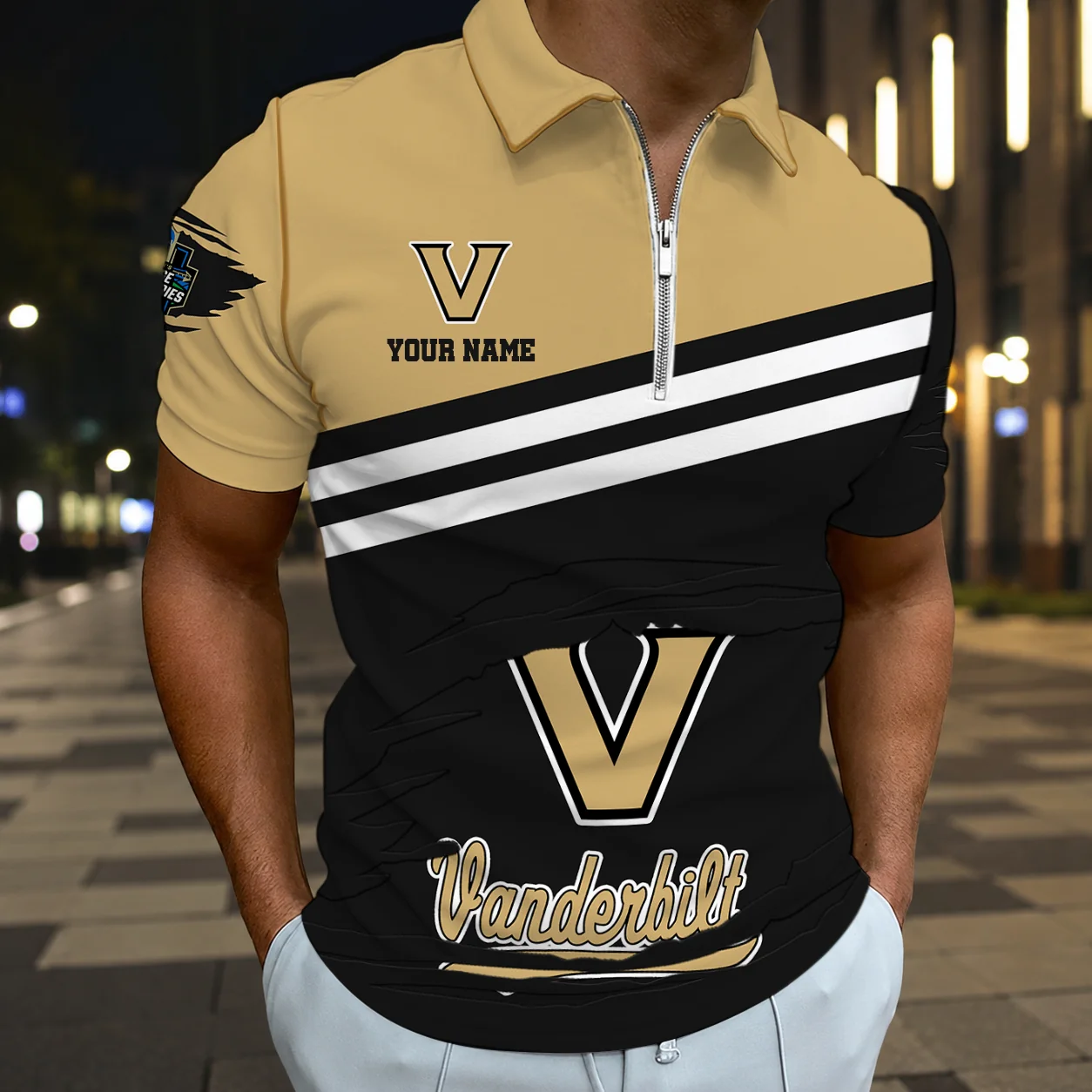 Limited Edition – Customized NCAA Vanderbilt Commodores Zip Polo Shirt