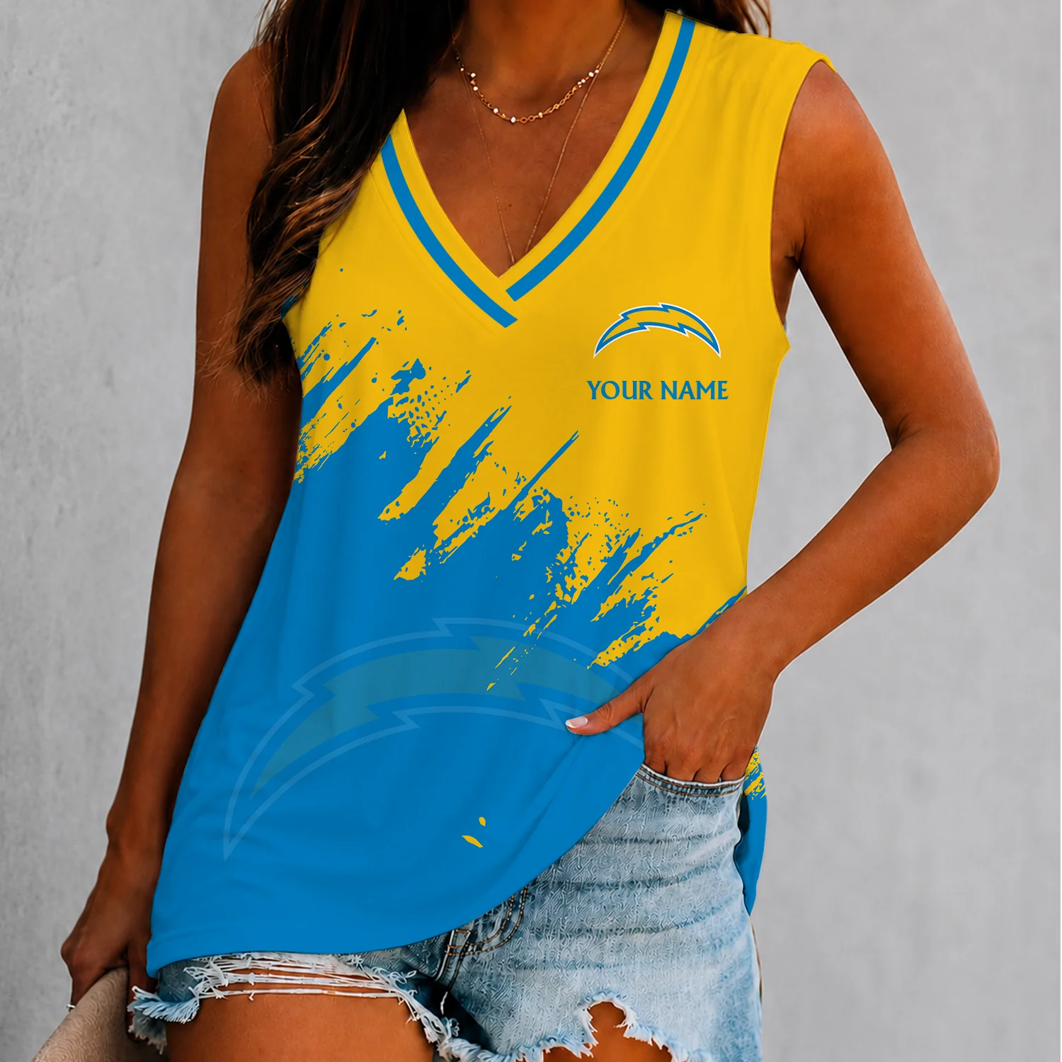 Limited Edition – Customized NFL Los Angeles Chargers Women’s V-Neck Tank Top