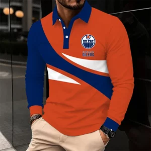 Limited Edition – Customized NHL Edmonton Oilers Men Long Sleeve Polo Shirt