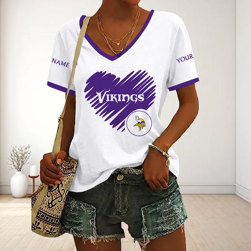Limited Edition – Customized NFL Minnesota Vikings V-Neck Female Shirt