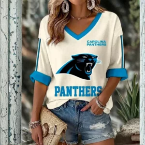 Limited Edition – Customized NFL Carolina Panthers Women’s Heart V-Neck Long Sleeve Shirt