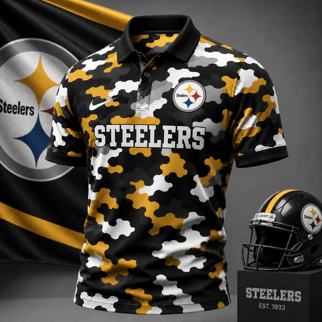 Limited Edition – Customized NFL Pittsburgh Steelers Camo Polo Shirt