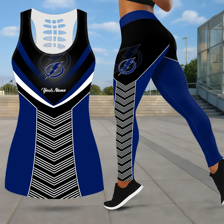 Limited Edition – Customized NHL Tampa Bay Lightning Leggings & Hollow Tank Top Set
