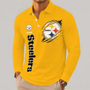 Limited Edition – Customized NFL Pittsburgh Steelers Long Sleeve Polo Shirt