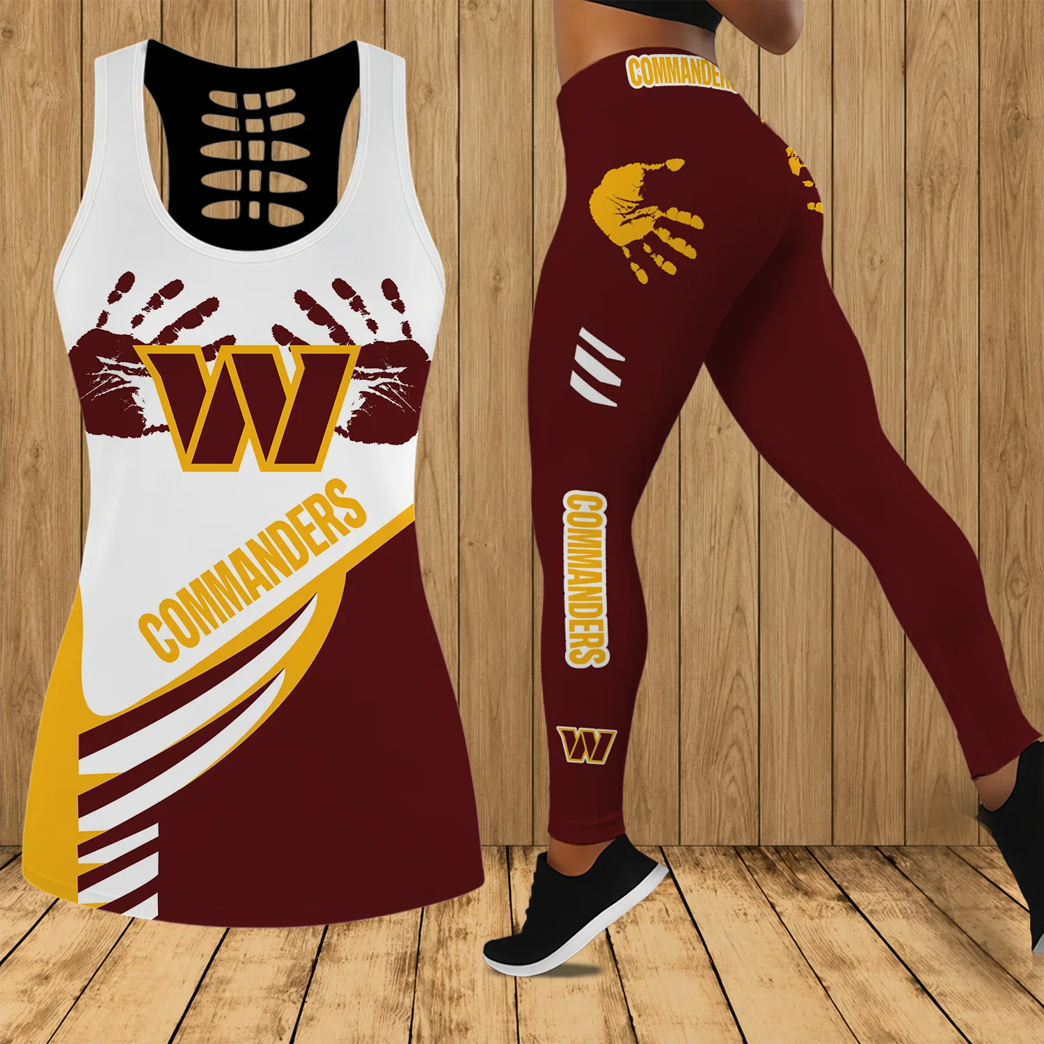 Limited Edition – Customized NFL Washington Commanders Hollow Tank Top & Leggings Set