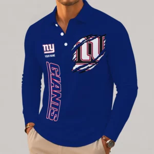 Limited Edition – Customized NFL New York Giants Long Sleeve Polo Shirt