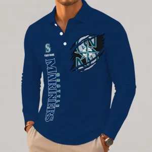 Limited Edition – Customized MLB Seattle Mariners Men’s Long Sleeve Polo