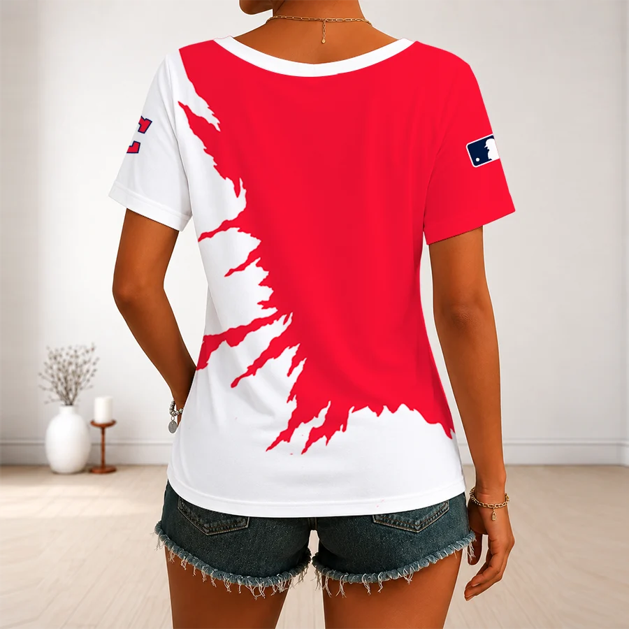 Limited Edition – Customized MLB Cleveland Guardians V-Neck Female Shirt - Image 2