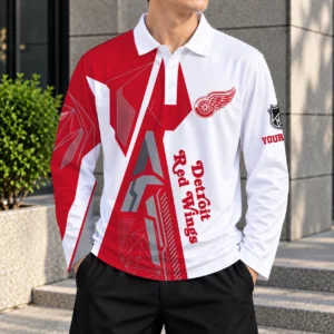 Limited Edition – Customized NHL Detroit Red Wings Men Long Sleeve Polo