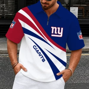 Limited Edition – Customized NFL New York Giants Quarter-Zip Polo Shirt