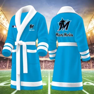 Limited Edition – Customized MLB Miami Marlins Multicolor Fleece Bathrobe