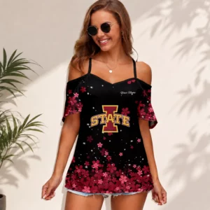 Limited Edition – Customized NCAA Iowa State Cyclones Women’s Strappy Off-Shoulder Top