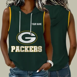 Limited Edition – Customized NFL Green Bay Packers Women’s Sleeveless Hooded Pocket Tank Top