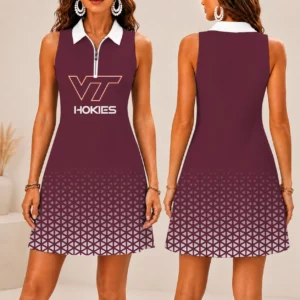 Limited Edition – Customized NCAA Virginia Tech Hokies Women’s Zip Sleeveless Polo Dress