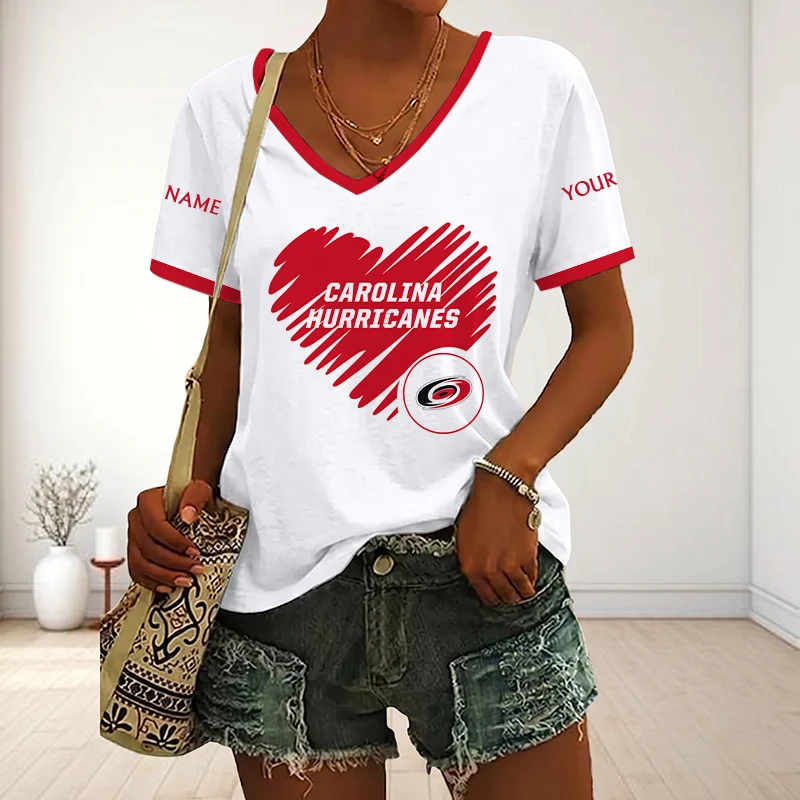 Limited Edition – Customized NHL Carolina Hurricanes V-Neck Female Shirt