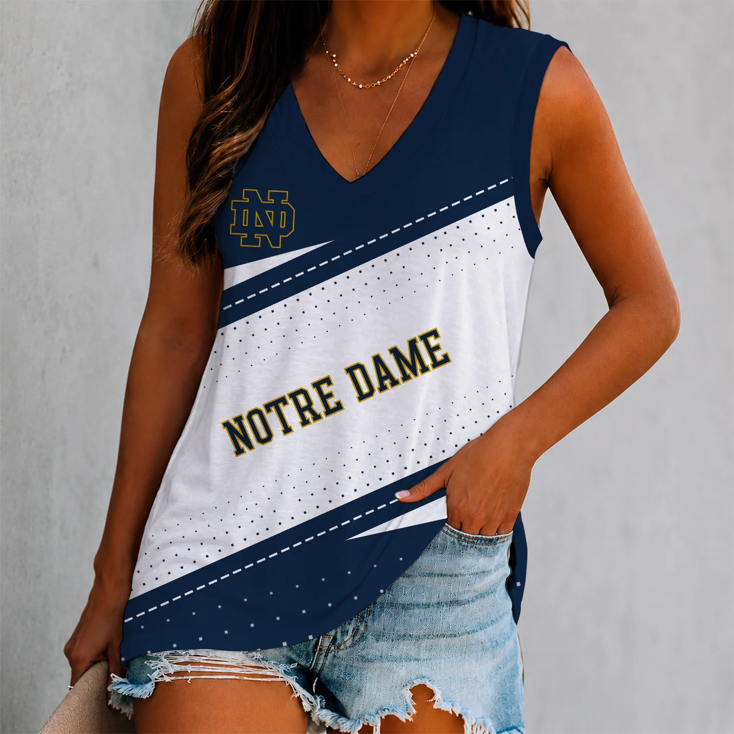 Limited Edition – Customized NCAA Notre Dame Fighting Irish Women’s V-Neck Tank Top