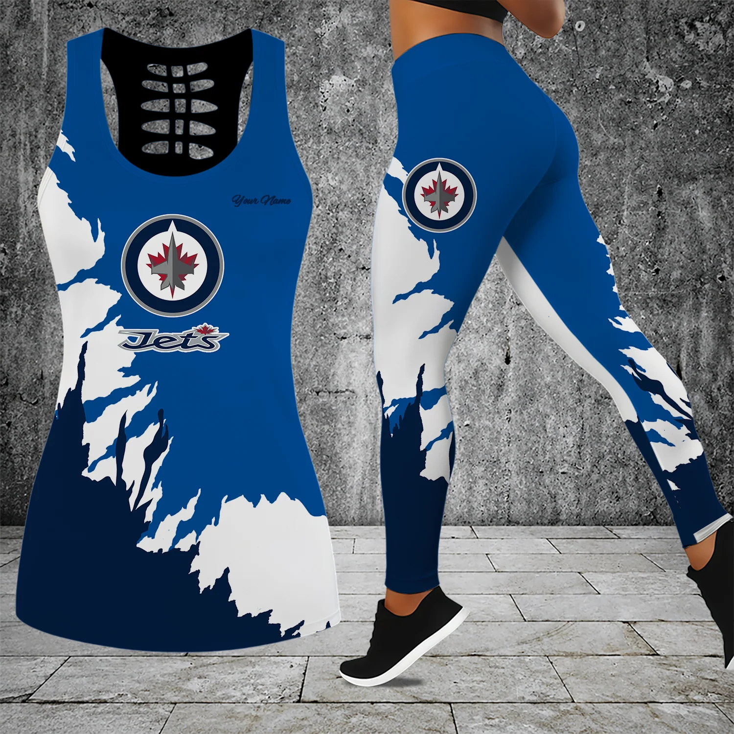 Limited Edition – Customized NHL Winnipeg Jets Hollow Tank Top & Leggings Set