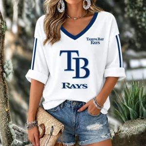 Limited Edition – Customized MLB Tampa Bay Rays Women’s Heart V-Neck Long Sleeve Shirt