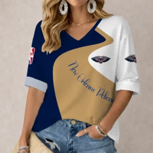 Limited Edition – Customized NBA New Orleans Pelicans Women’s V-Neck Long Sleeve Shirt