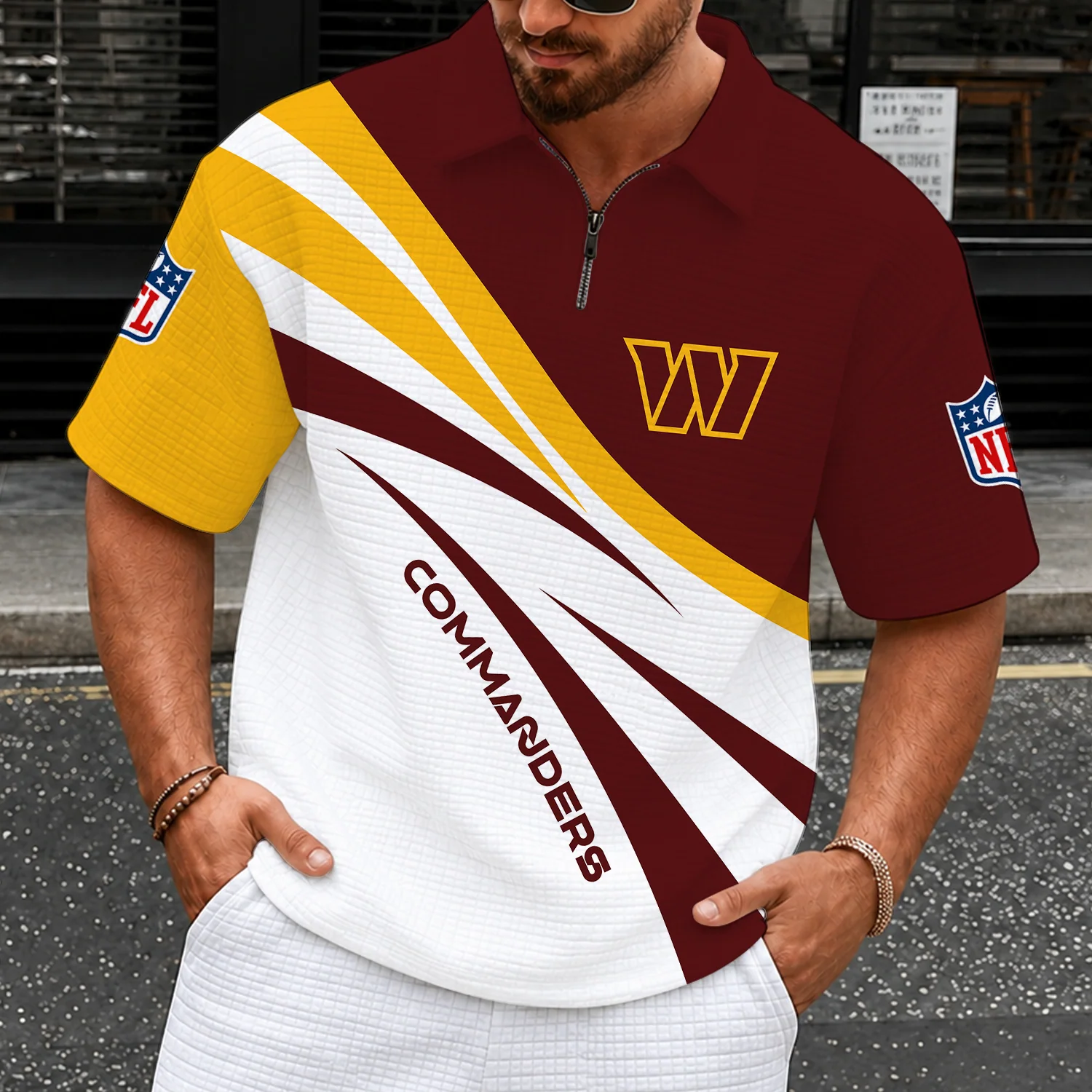 Limited Edition – Customized NFL Washington Commanders Quarter-Zip Polo Shirt
