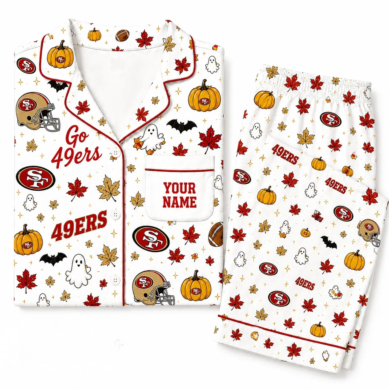 Limited Edition – Customized NFL San Francisco 49Ers Halloween Long Pajamas Set