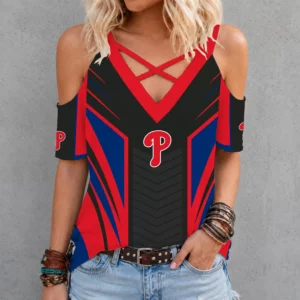 Limited Edition – Customized MLB Philadelphia Phillies Criss Cross V-Neck Top