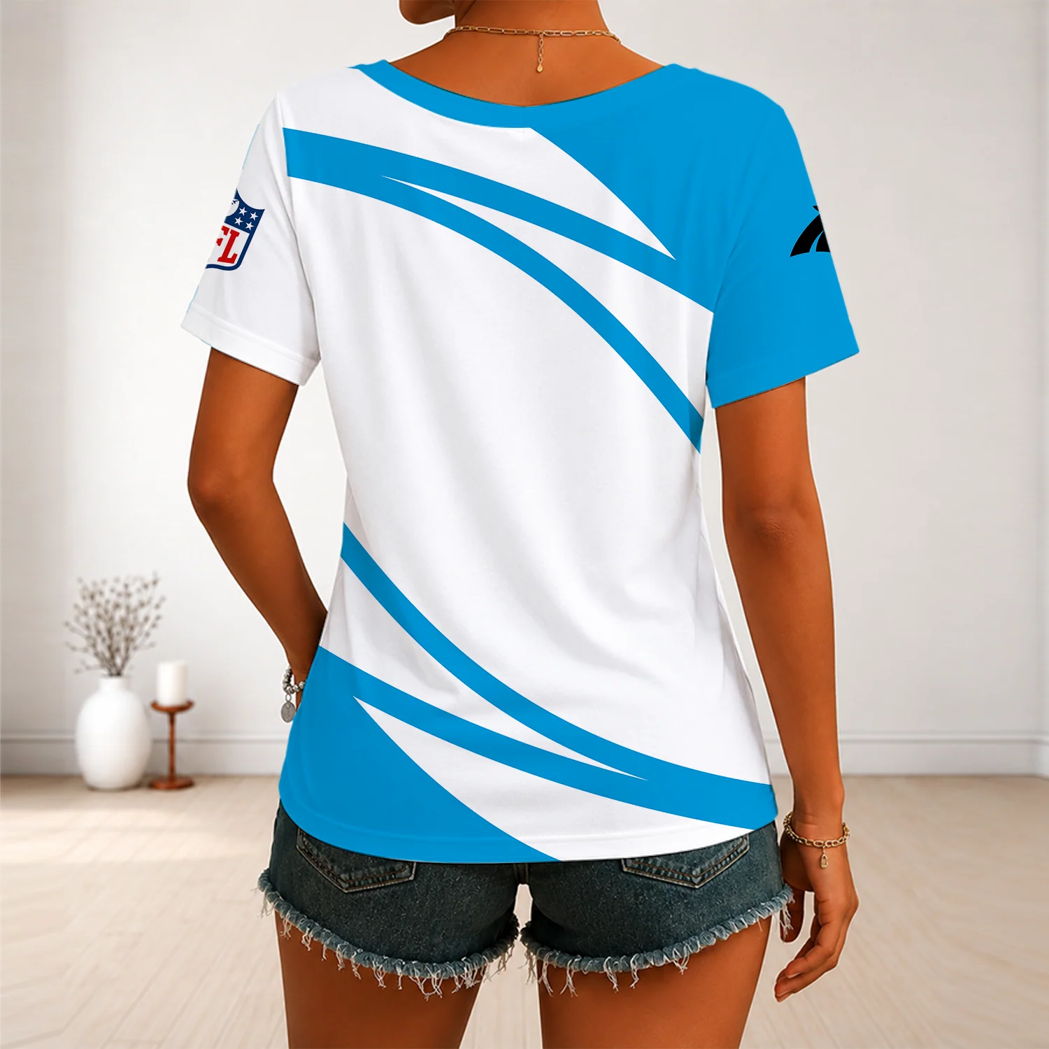 Limited Edition – Customized NFL Carolina Panthers V-Neck Female Shirt - Image 4
