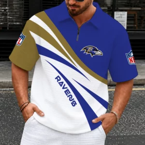 Limited Edition – Customized NFL Baltimore Ravens Quarter-Zip Polo Shirt