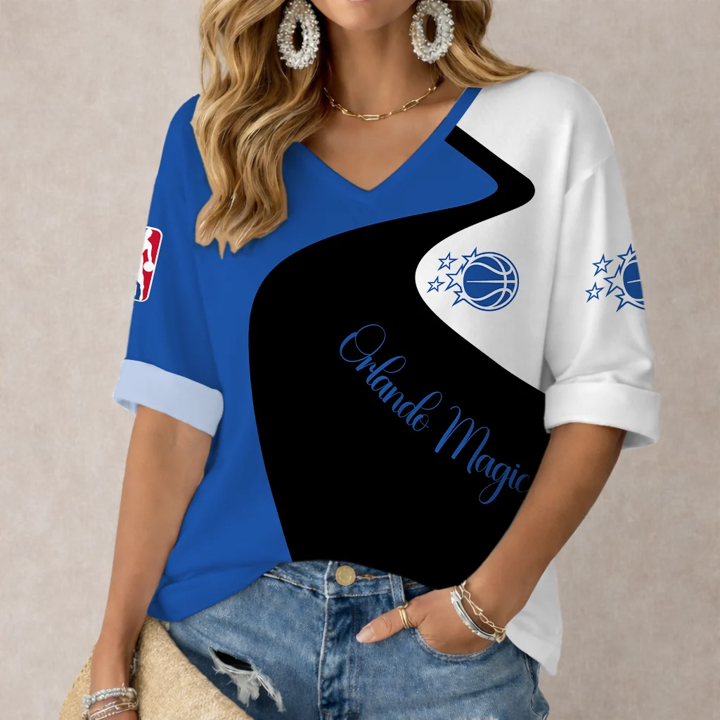 Limited Edition – Customized NBA Orlando Magic Women’s V-Neck Long Sleeve Shirt