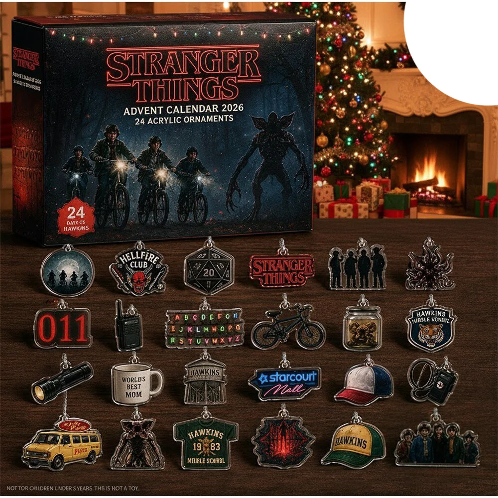 Stranger Things Advent Calendar 2026 24 Acrylic Ornaments Christmas Eve Countdown Xmas Gifts