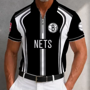 Limited Edition – Customized NBA Brooklyn Nets Zip Polo Shirt
