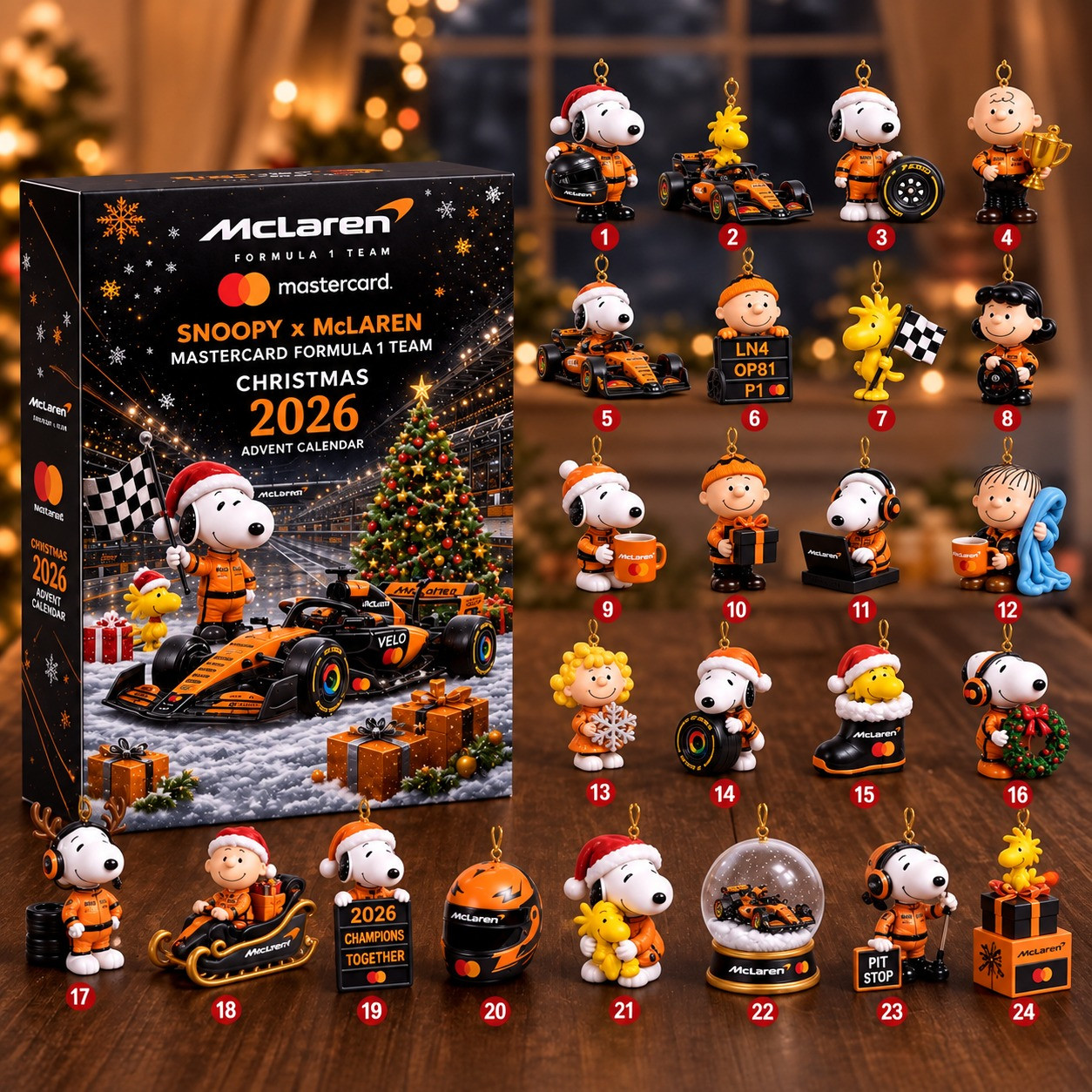 Snoopy x McLaren F1 2026 Advent Calendar Xmas Countdown Racing Fans Gift_