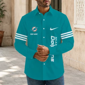 Limited Edition – Customized NFL Miami Dolphins Men’s Long Sleeve Button-Up Shirt