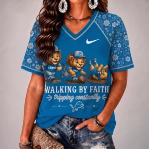 Limited Edition – Customized NFL Detroit Lions V-Neck Female Shirt