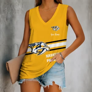Limited Edition – Customized NHL Nashville Predators Women’s V-Neck Tank Top