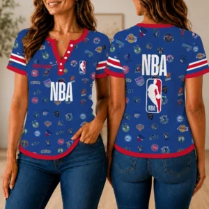 Limited Edition – Customized NBA All Teams Women’s Short Sleeve Henley T-Shirt