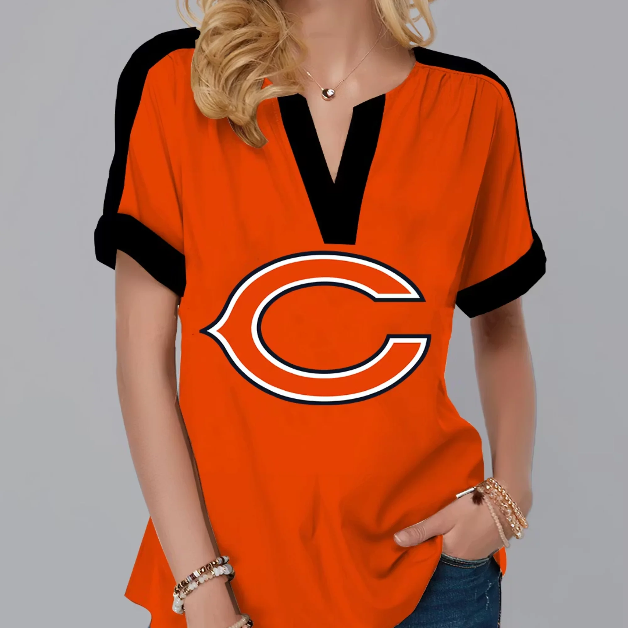 Limited Edition – Customized NFL Chicago Bears V-Neck Female Shirt