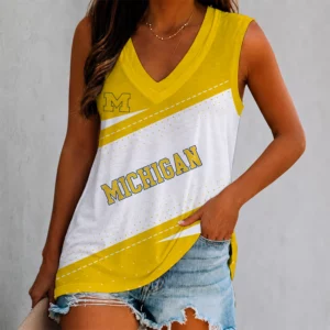 Limited Edition – Customized NCAA Michigan Wolverines Women’s V-Neck Tank Top