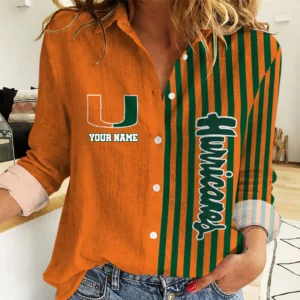 Limited Edition – Customized NCAA Miami Hurricanes Women Casual Shirt For Fan