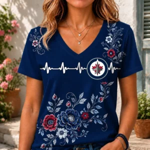 Limited Edition – Customized NHL Winnipeg Jets V-Neck Female Shirt