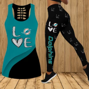Limited Edition – Customized NFL Miami Dolphins Hollow Tank Top & Leggings Set